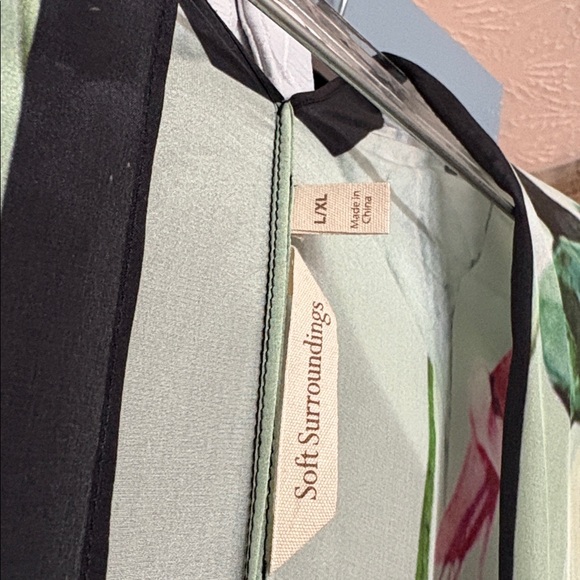 Soft surroundings Emerald Isle silk kimono floral tropical Sz Large / XL - Picture 8 of 8